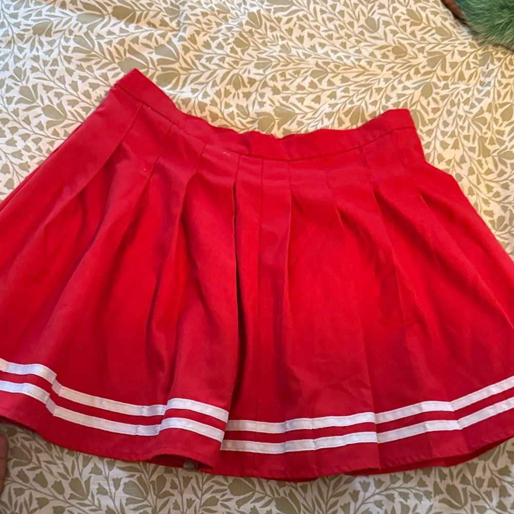 Forever 21 Red Skater Skirt with White Stripes